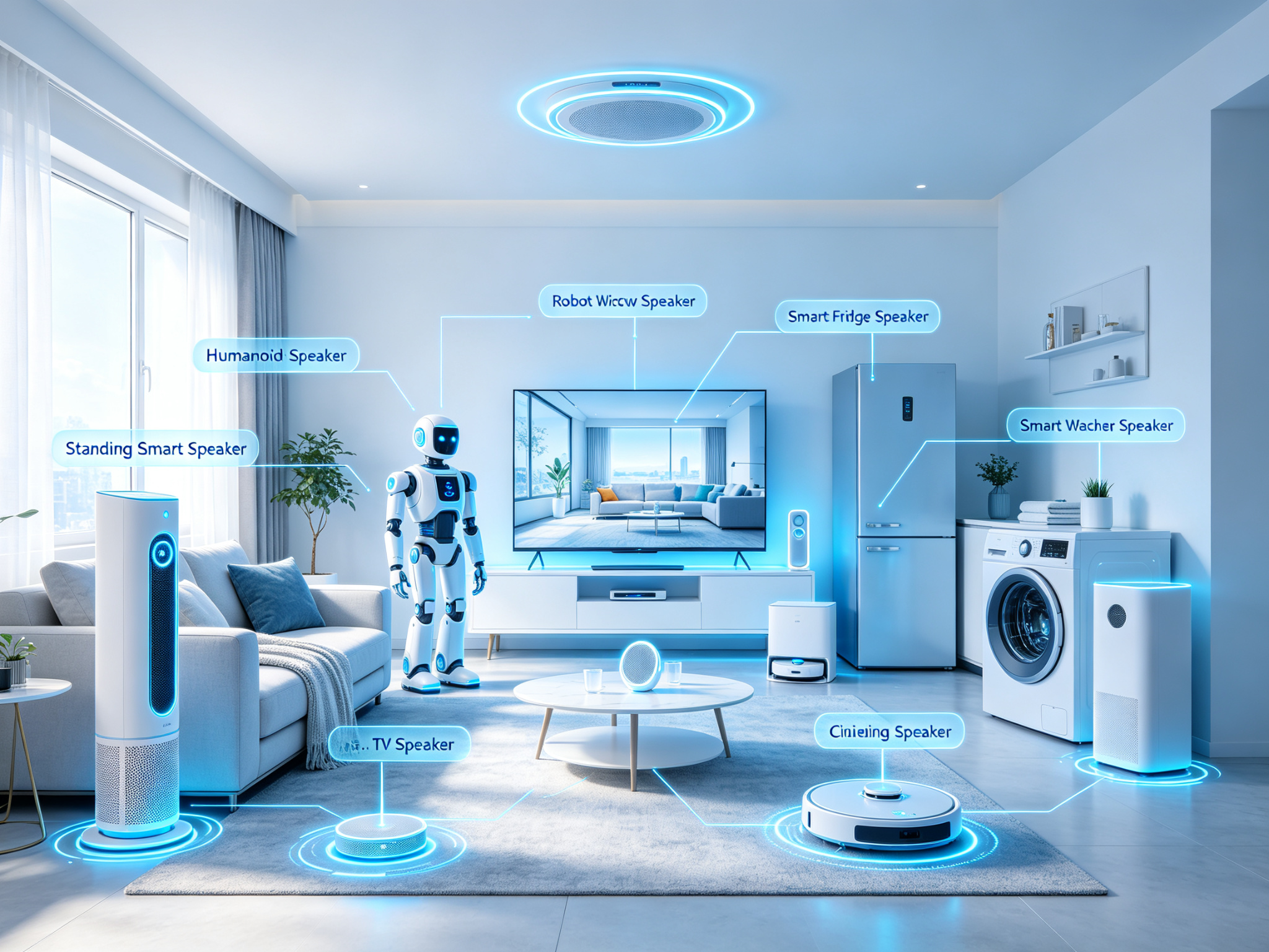 Home interior with connected audio devices